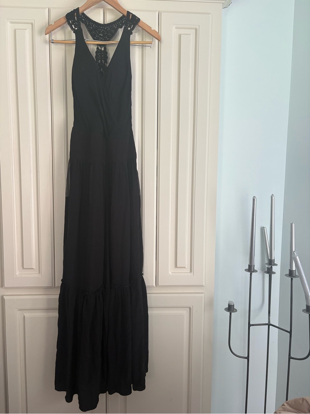 MAXAZRIACOLLECTION 100% Seasons Silk Black Tiered Maxi Dress Size 0 NWT